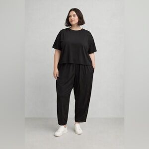 Eileen Fisher Slouchy Cropped Pants Tencel Black 1X